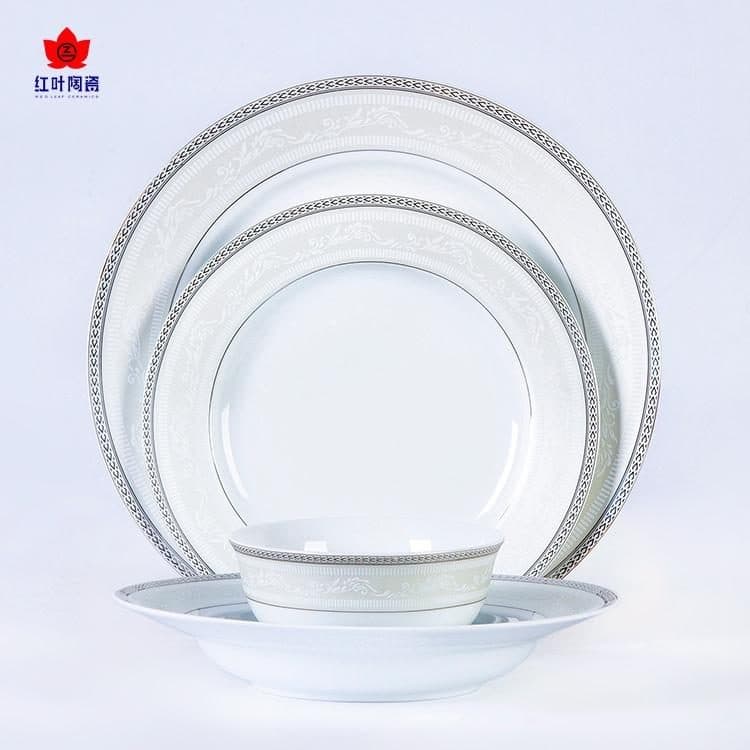 The Red Leaf Athena service, 56 pieces of high-fired Jingdezhen porcelain