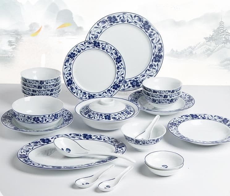 Red Leaf Chinese National Charm Peony — a 62-piece Chinese porcelain dinner service