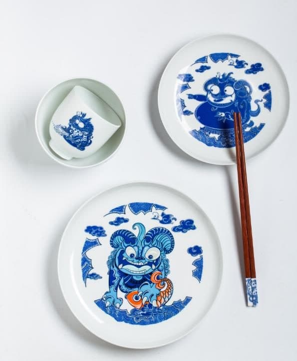 Red Leaf Grand Feast — a 4-piece Chinese porcelain dinner service