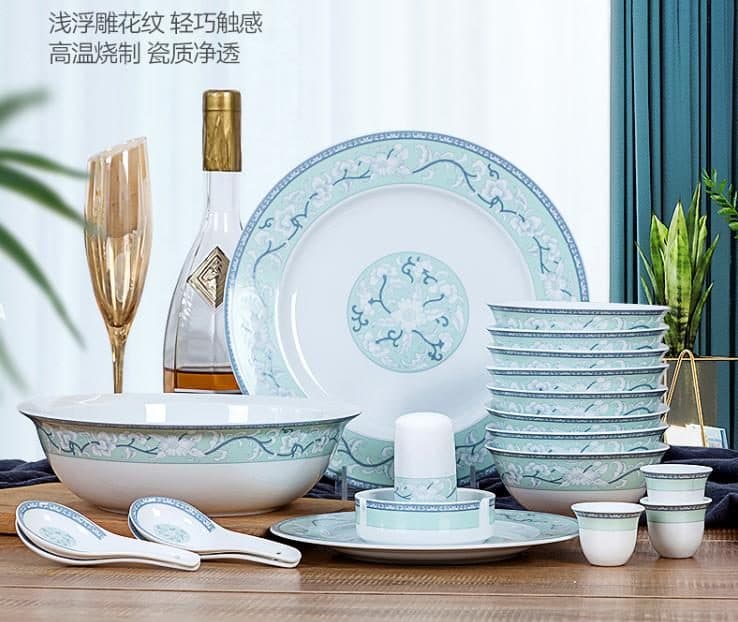 Red Leaf Spring in Full Bloom — a 56-piece Chinese porcelain dinner service